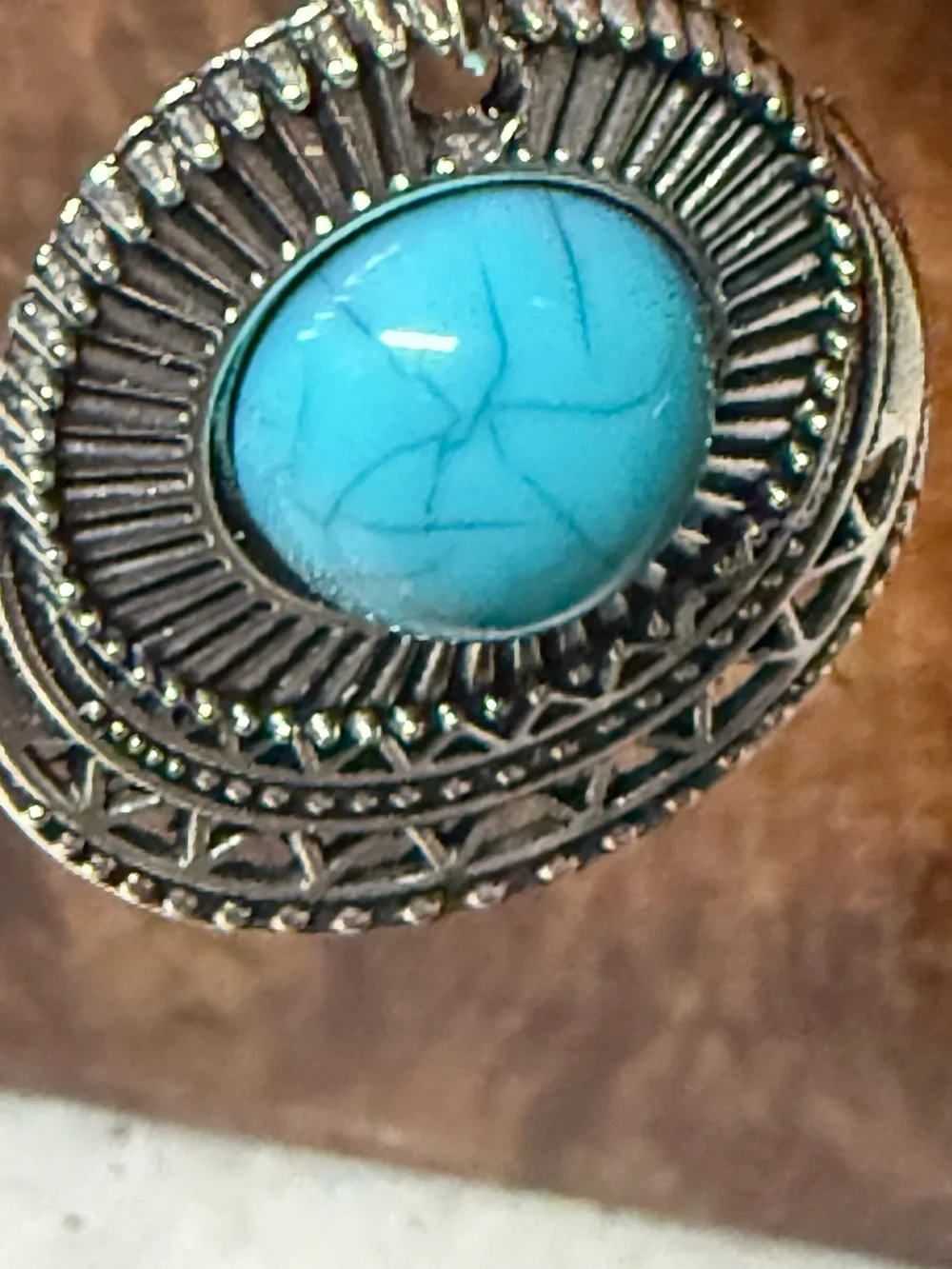 Turquoise Center Silver-Tone Drop Earrings - Women Jewelry